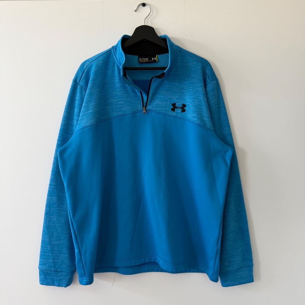 Under Armour Mens Blue ColdGear Quarter Zip Fleece Pullover XL 1286334